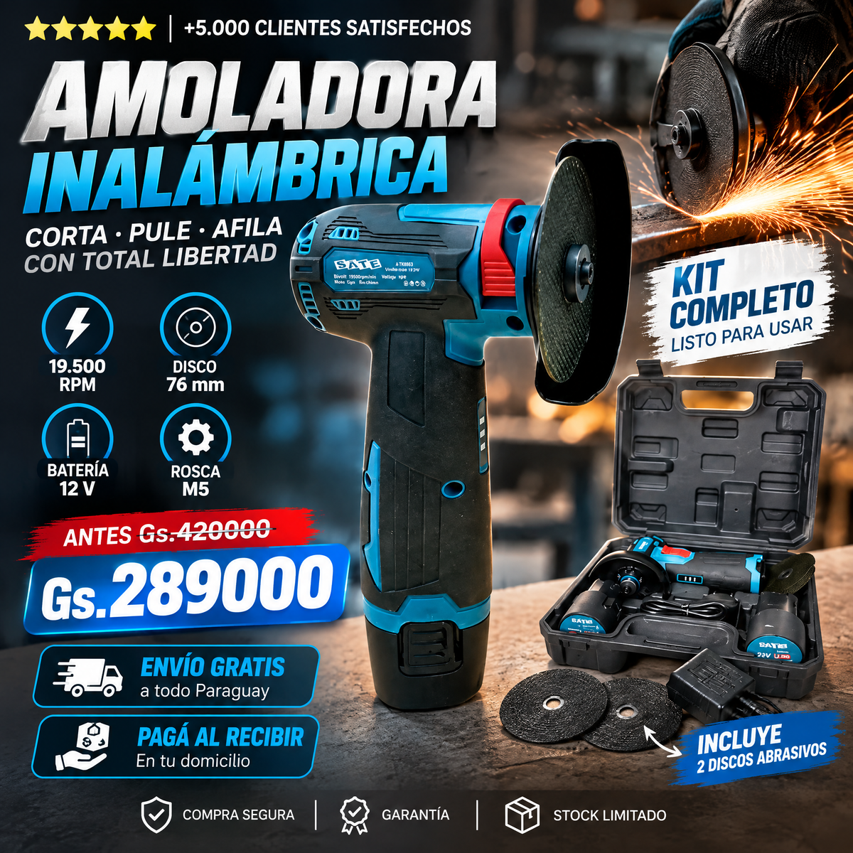 Amoladora angular portátil