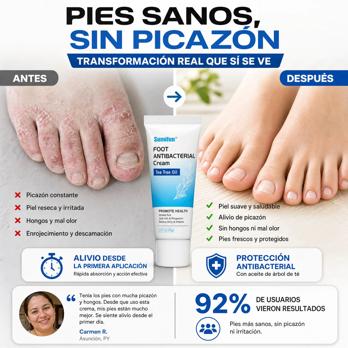 Crema antibacteriana para pies y uñas
