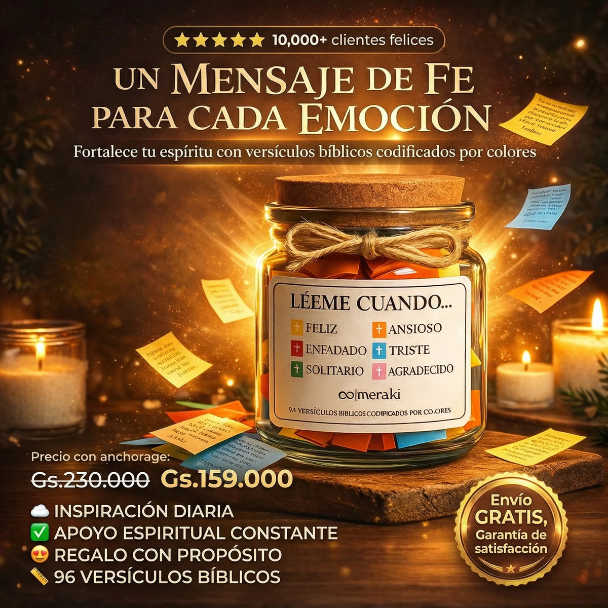 Frasco de Versiculos Biblicos Inspiración diaria para el alma