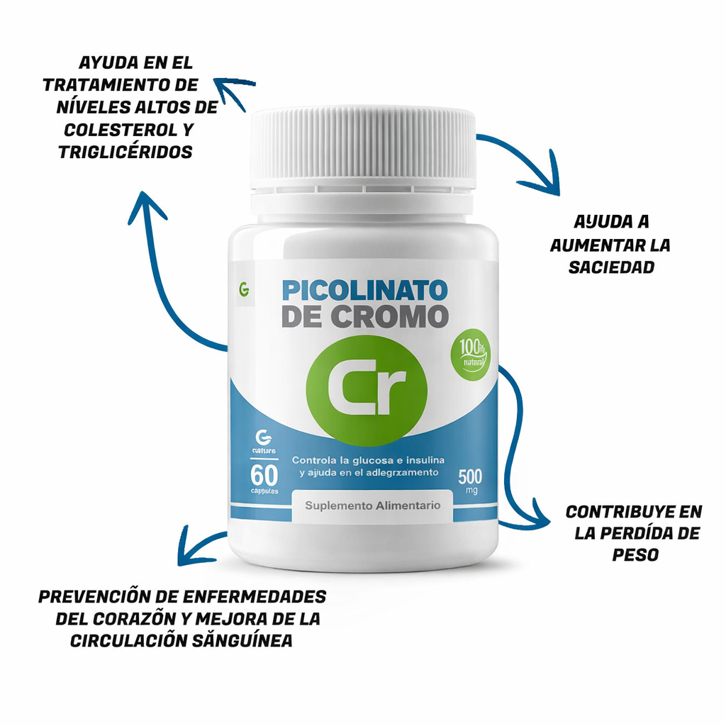 Picolinato de Cromo 500mg – Controla tu azúcar y acelera tu pérdida de peso