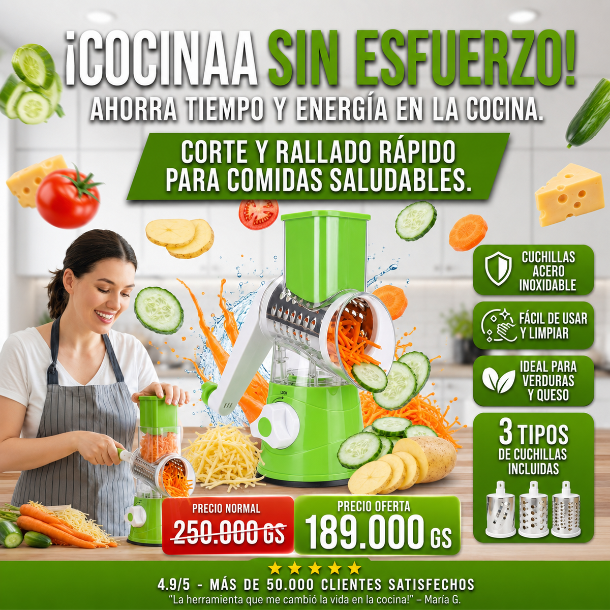 🥗 Cortador y Rallador Multifunción 🥕