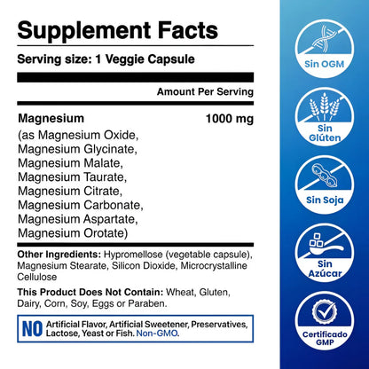 Magnesio Complex ™ l 60 capsulas Complejo de magnesio 8 en 1