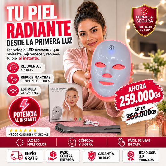 Mascara facial led rejuvenecedora