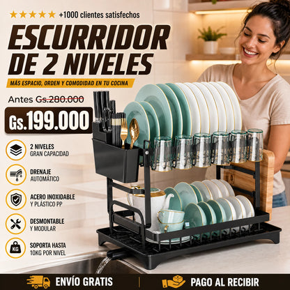 ESCURRIDOR DE PLATOS DE 2 NIVELES