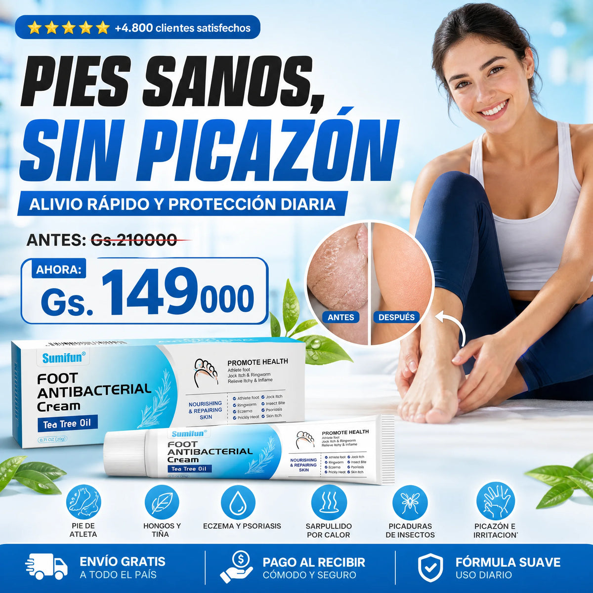 Crema antibacteriana para pies y uñas