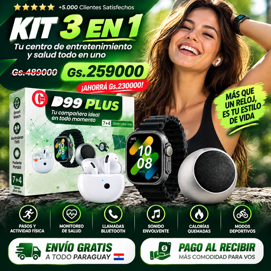 Kit 3 en 1 Smartwatch + Auriculares TWS + Parlante