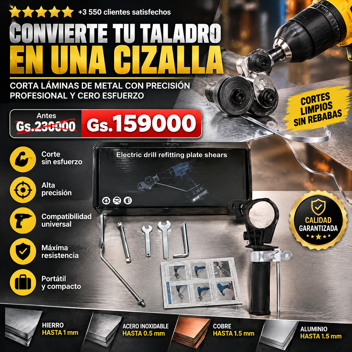 Adaptador corta chapa para taladro