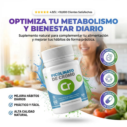 Picolinato de Cromo 500mg – Controla tu azúcar y acelera tu pérdida de peso